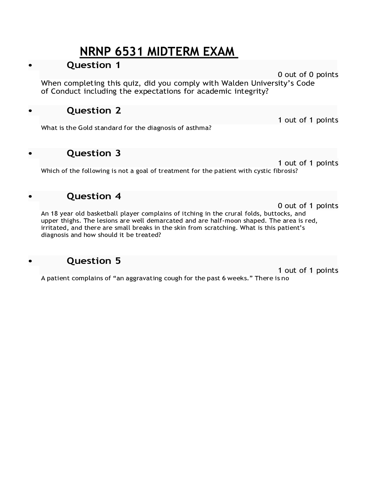 Preview image for Walden University Exam (elaborations) NRNP 6531 Final Exam Compilations Questions With Answers. A Combination Of Tests To Aid In Your Studies